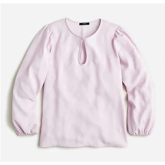 J. Crew Womens Puff Sleeve Satin Back Crepe Top Keyhole Lavender XLTWork Wear - Picture 1 of 10